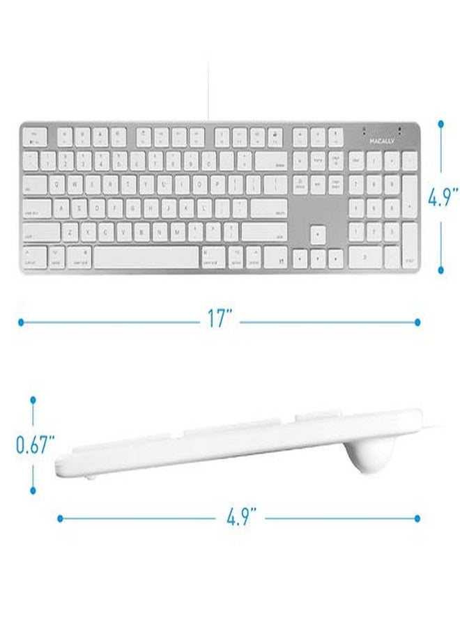 Macally Ultra-Slim USB Wired Keyboard with Number Keypad for Apple Mac Pro, MacBook Pro/Air, iMac, Mac Mini, Laptop Computers, Windows Desktop PC Laptops, Silver (SLIMKEYPROA) - Image 3
